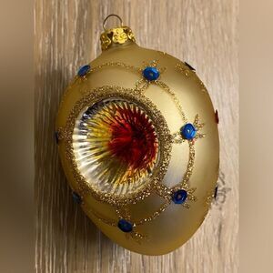 Gold mercury glass easter egg Christmas tree ornament holiday decor 3.75”